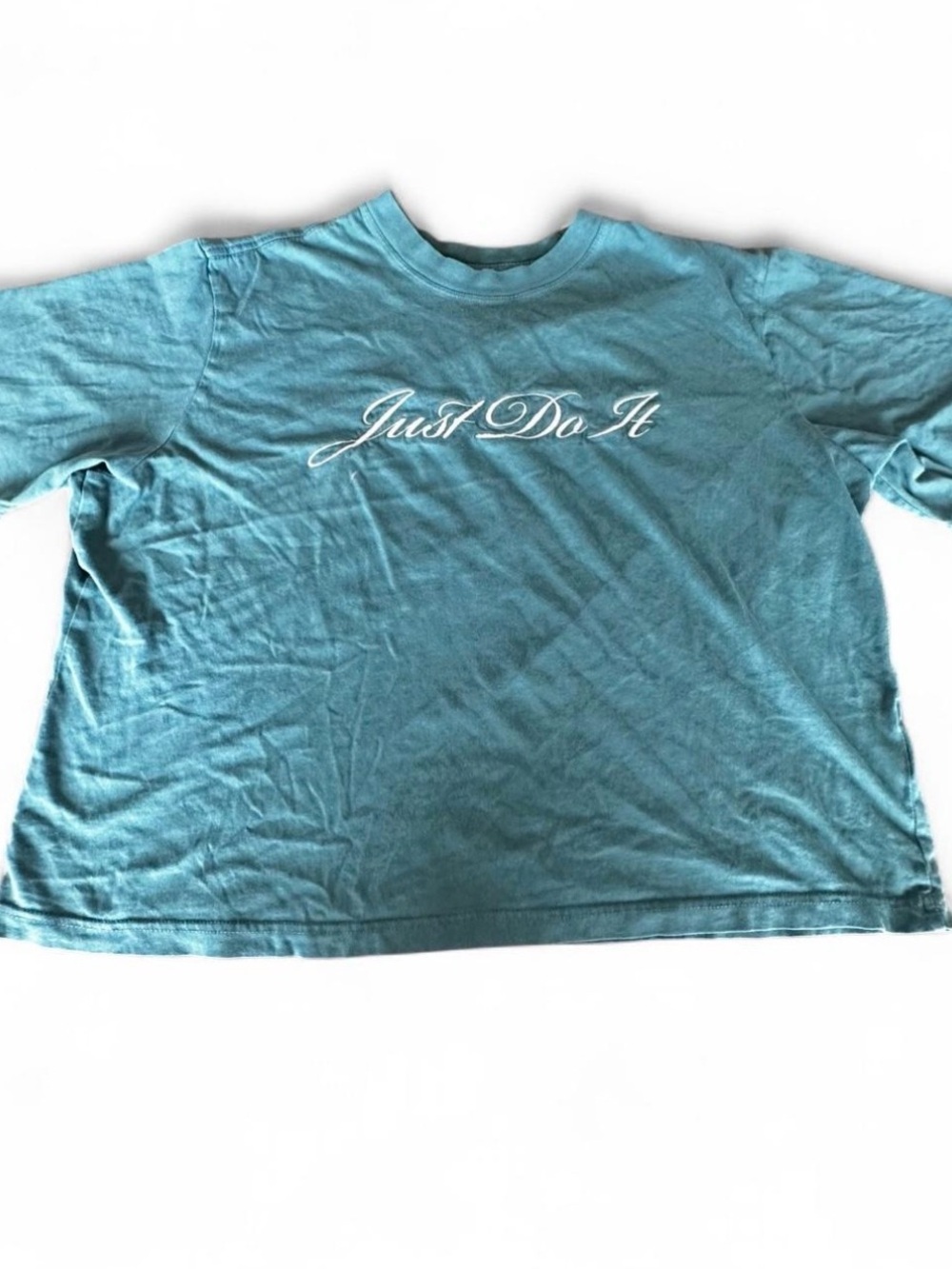 Nike Teal Crew Short Sleeve Tee with White Script Logo